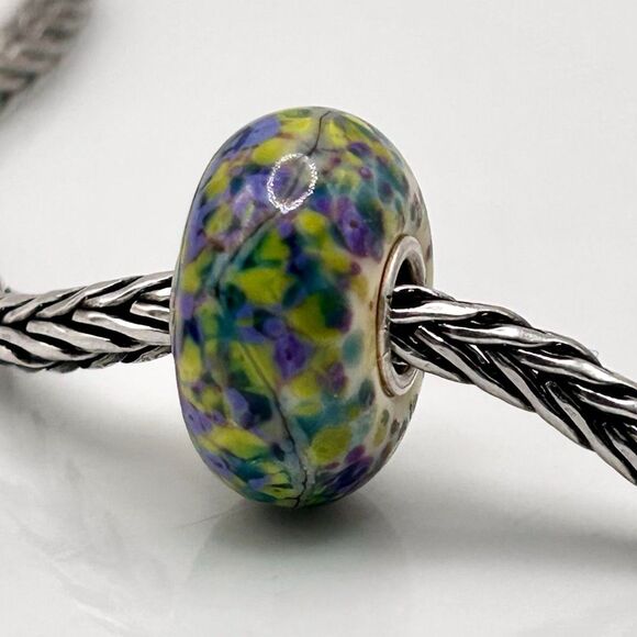 TROLLBEADS Authentic TrollStone LAA 925S Yellow Purple Green Blue Confetti - Picture 4 of 13